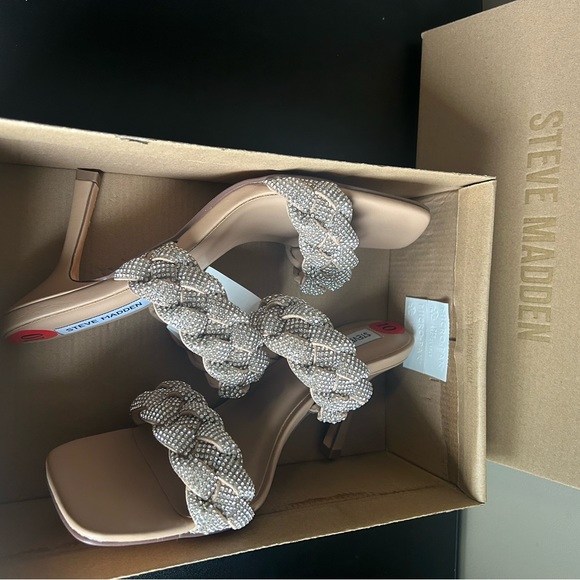 STEVE MADDEN Dymes Rhinestone Heeled Sandal - Nude - Picture 10 of 10